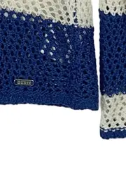 Vorschaubild 3 von Damen Pullover Strickpullover Gr. 36;S Blau Gestreift Lochmuster Maritim