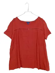 Vorschaubild 1 von Damen T-Shirt Gr. XL Rot Viskose Lochmuster Casual