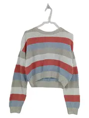 Vorschaubild 1 von Pullover Damen 34/XS Gestreift Cropped Strickpullover Baumwolle Bunt