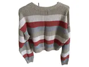 Vorschaubild 2 von Pullover Damen 34/XS Gestreift Cropped Strickpullover Baumwolle Bunt