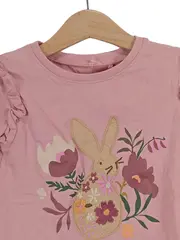 Vorschaubild 2 von Langarmshirt Mädchen Rosa Hase Rüschen Gr. 86 Baumwolle