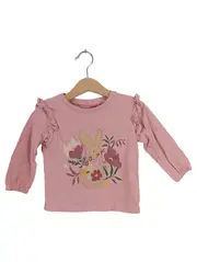 Vorschaubild 1 von Langarmshirt Mädchen Rosa Hase Rüschen Gr. 86 Baumwolle