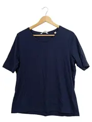Vorschaubild 1 von Damen T-Shirt Basic Kurzarm Bio-Baumwolle Blau Gr. L 40
