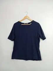 Vorschaubild 2 von Damen T-Shirt Basic Kurzarm Bio-Baumwolle Blau Gr. L 40