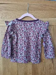 Vorschaubild 2 von Langarmshirt Mädchen Gr. 86 Blumenmuster Rüschen Baumwolle Mehrfarbig