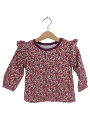 Vorschaubild 1 von Langarmshirt Mädchen Gr. 86 Blumenmuster Rüschen Baumwolle Mehrfarbig