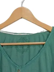 Vorschaubild 2 von Langarmshirt Damen Gr. 36/S Grün Baumwolle Rippstrick Knopfleiste