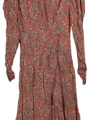Vorschaubild 2 von Maxikleid Damen S/36 Rot Blumenmuster Langarm Viskose Boho