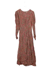 Vorschaubild 1 von Maxikleid Damen S/36 Rot Blumenmuster Langarm Viskose Boho