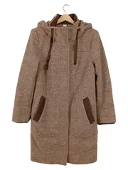 Vorschaubild 1 von Damen Wollmantel Kapuze Beige Meliert Gr. 38 M