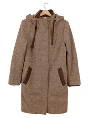 Vorschaubild 2 von Damen Wollmantel Kapuze Beige Meliert Gr. 38 M