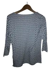 Vorschaubild 4 von Damen Langarmshirt 3/4-Arm Rautenmuster Weiß Blau Gr. M