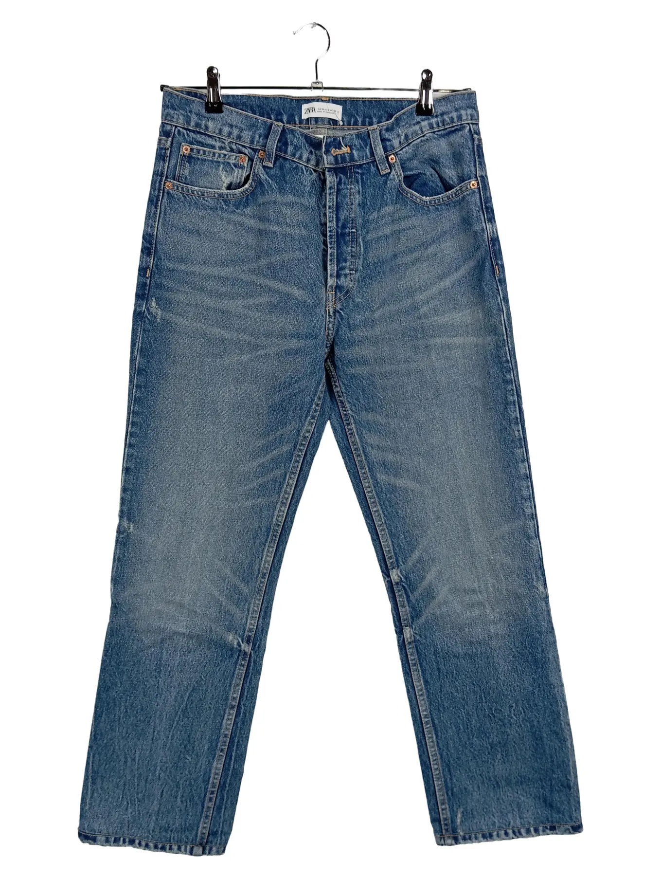 ZARA Damen Jeans Regular Fit Hose Baumwolle Blau Gr. 38 W29 L28