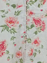 Vorschaubild 3 von Sommerkleid Damen Gr. 36 S Weiß Blumenmuster Leinen Baumwolle Knopfleiste