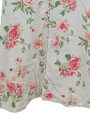Vorschaubild 4 von Sommerkleid Damen Gr. 36 S Weiß Blumenmuster Leinen Baumwolle Knopfleiste
