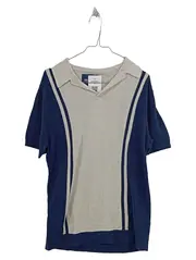 Vorschaubild 1 von Herren Polo Shirt Gr. M Strick Retro Vintage Look Blau Beige Casual