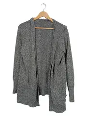 Vorschaubild 1 von Damen Strickjacke mit Kapuze Gr. L Grau Meliert Cardigan