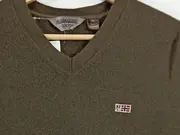 Vorschaubild 4 von Pullover Herren V-Ausschnitt Gr. M Oliv Wolle Strickpullover Logo