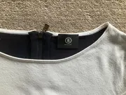 Vorschaubild 4 von Damen Pullover Gr. 42 Weiß Beige Navy Colorblock Viskose