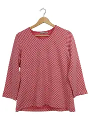 Vorschaubild 1 von Damen Shirt Langarm Strukturmuster Rot Gr. 42 XL Casual Oberteil