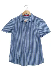 Vorschaubild 1 von Damen Bluse Kurzarm Gestreift Freizeit Blau Gr. 36 S