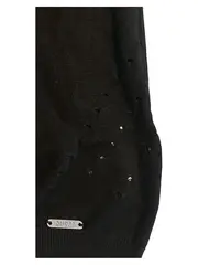 Vorschaubild 5 von Damen Pullover Gr. 34/XS Schwarz Rollkragen Cut-Out Lochmuster Viskose