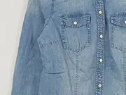 Vorschaubild 3 von Hemdbluse Damen Langarm Uni Blau Baumwolle Gr. 38 Freizeit