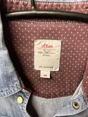 Vorschaubild 4 von Hemdbluse Damen Langarm Uni Blau Baumwolle Gr. 38 Freizeit