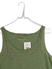 Vorschaubild 2 von Damen Top Gr. L Oliv Baumwolle Perlen Freizeit Tank Top