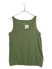Vorschaubild 1 von Damen Top Gr. L Oliv Baumwolle Perlen Freizeit Tank Top