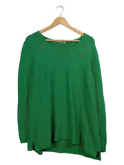 Vorschaubild 1 von Damen Pullover Gr. 50 Grün Strickpullover Strass Applikationen Baumwolle