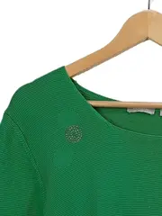 Vorschaubild 2 von Damen Pullover Gr. 50 Grün Strickpullover Strass Applikationen Baumwolle