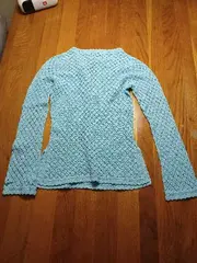 Vorschaubild 3 von Damen Pullover Langarm Häkel Lochmuster Baumwolle Türkis S
