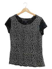 Vorschaubild 1 von TAIFUN Damen Bluse Shirt Punkte Spitze Schwarz Gr. 36;S Kurzarm Feminin