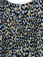 Vorschaubild 2 von Damen Bluse Leopardenmuster Gr. 40 Blau Beige Viskose 3/4-Arm