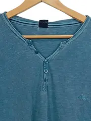 Vorschaubild 2 von Herren Henley Shirt T-Shirt Gr. 3XL Petrol Blau Baumwolle