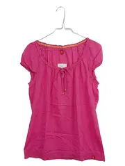 Vorschaubild 1 von edc T-Shirt Damen Kurzarm Raffungen Pink Gr. 38 M Baumwolle Casual