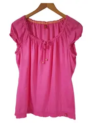 Vorschaubild 3 von edc T-Shirt Damen Kurzarm Raffungen Pink Gr. 38 M Baumwolle Casual