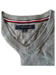 Vorschaubild 2 von Pullover Herren Gr. M V-Ausschnitt Grau Baumwolle