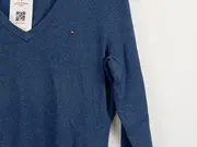 Vorschaubild 2 von Damen Pullover Langarm Meliert Blau Baumwolle Gr. M