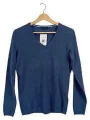 Vorschaubild 1 von Damen Pullover Langarm Meliert Blau Baumwolle Gr. M