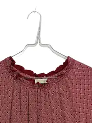 Vorschaubild 2 von Damen Bluse Langarm Viskose Gr. 36 S Rot Geometrisch Rüschen