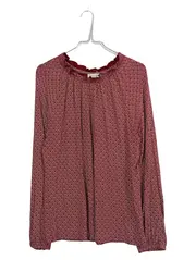 Vorschaubild 1 von Damen Bluse Langarm Viskose Gr. 36 S Rot Geometrisch Rüschen