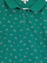 Vorschaubild 3 von Damen Poloshirt Gr. M grün Fahrrad-Print Baumwolle Kurzarm