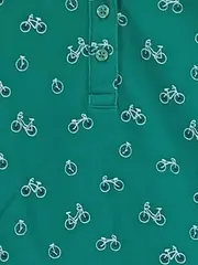 Vorschaubild 4 von Damen Poloshirt Gr. M grün Fahrrad-Print Baumwolle Kurzarm
