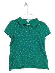 Vorschaubild 1 von Damen Poloshirt Gr. M grün Fahrrad-Print Baumwolle Kurzarm