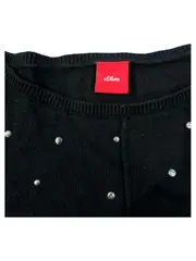 Vorschaubild 5 von Mädchen Pullover Gr. 140 Schwarz Strass Langarm Elegant