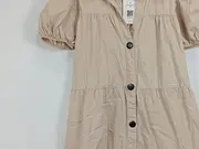 Vorschaubild 6 von Blusenkleid Damen Gr. S Beige Puffärmel Stufenkleid Hemdblusenkleid