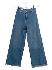 Vorschaubild 1 von Wide Leg Jeans Mädchen Gr. 164 Blau Fransensaum Denim