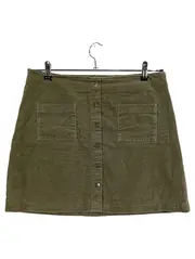 Vorschaubild 1 von Basic Cordrock Damen Gr. M Oliv Minirock Knopfleiste Baumwolle